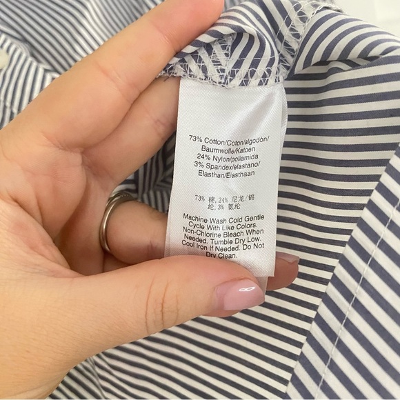 DKNY Asymmetrical Navy and White Button Down Shirt - Picture 5 of 5